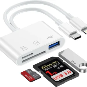 SD Card Reader for iPhone iPad, Lightning & USB C SD Card Reader with Micro...