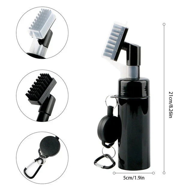 Golf Club Brush Groove Cleaner with Built-in Water Spray & Retractable Keychain - Image 2