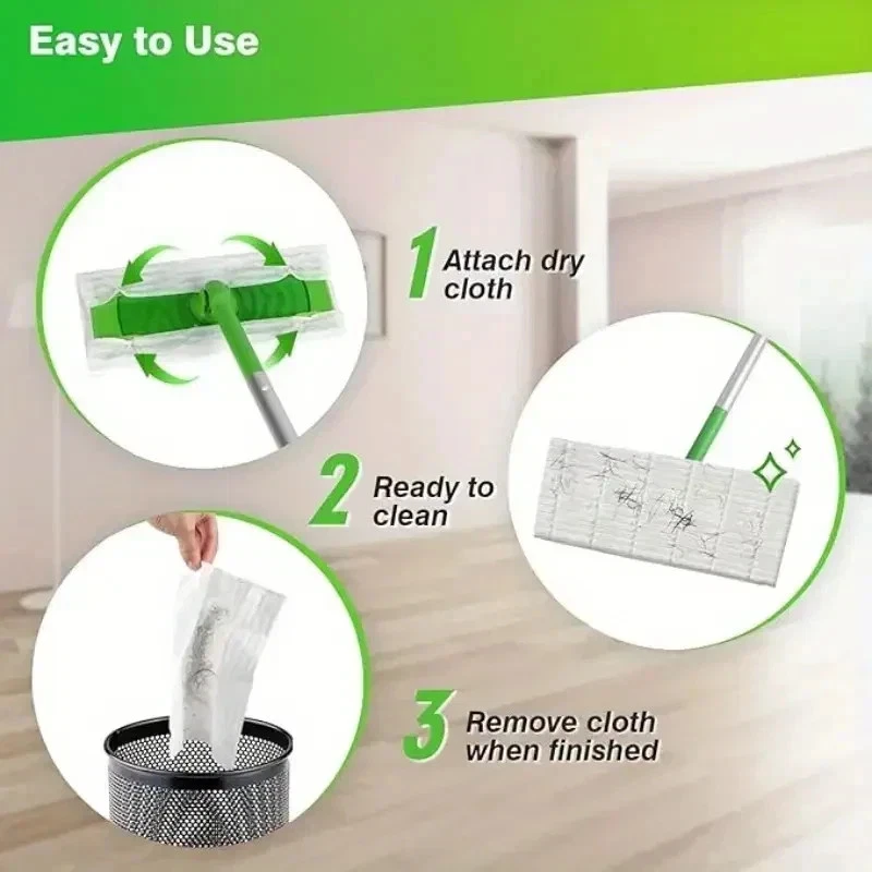 100x Dry Sweeping Disposable Cloths, Mop Refill Compatible Sweeper - Image 2