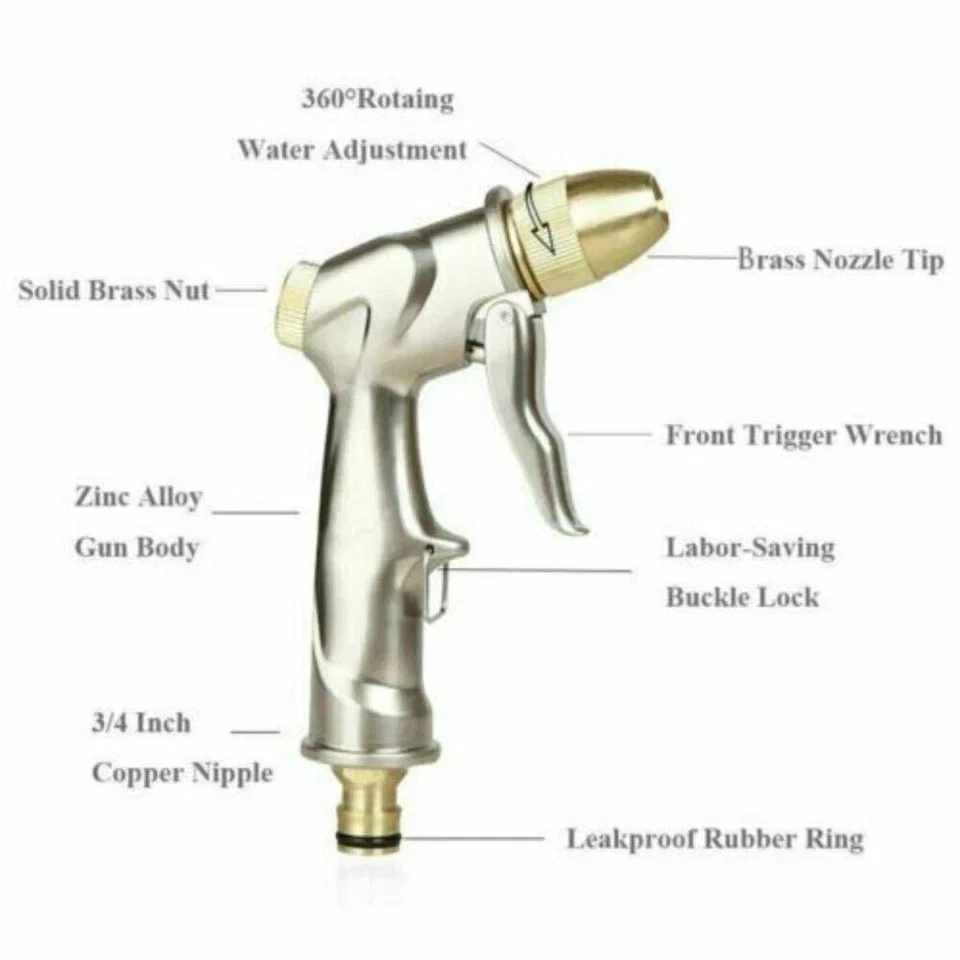 Car High Pressure Water Spray Gun Metal Brass Nozzle Lawn Wash Hose Pipe Garden - Image 2