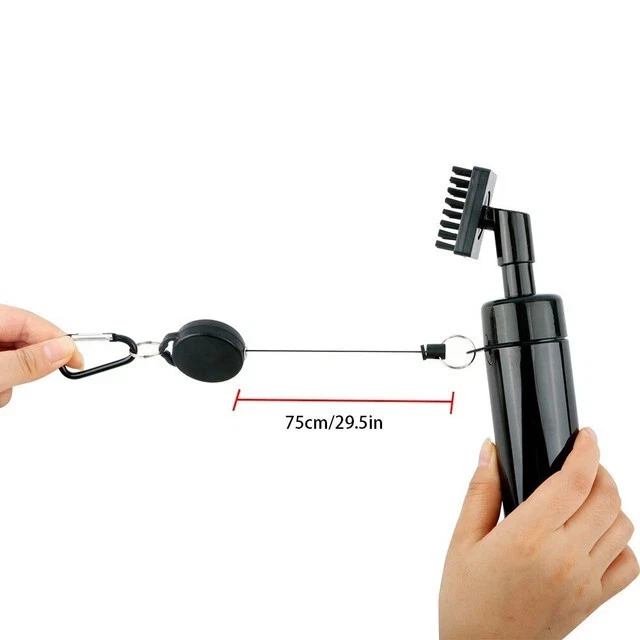 Golf Club Brush Groove Cleaner with Built-in Water Spray & Retractable Keychain - Image 3