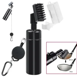 Golf Club Brush Groove Cleaner with Built-in Water Spray & Retractable Keychain