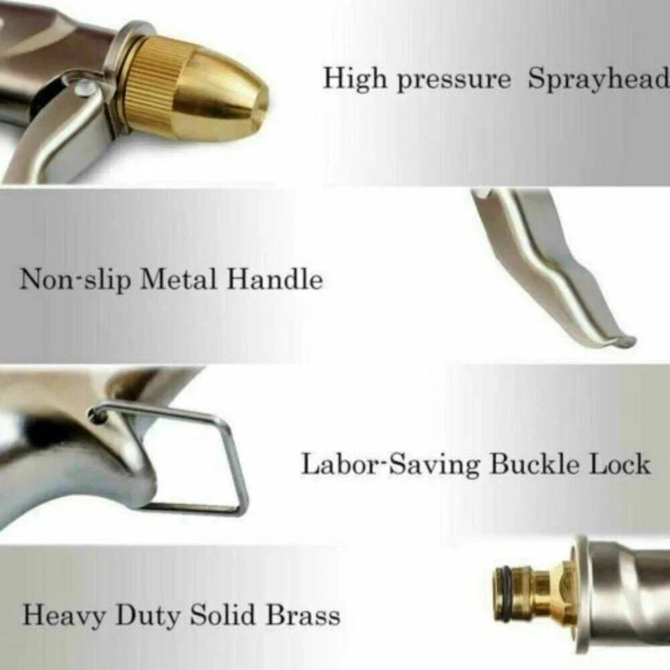 Car High Pressure Water Spray Gun Metal Brass Nozzle Lawn Wash Hose Pipe Garden - Image 4
