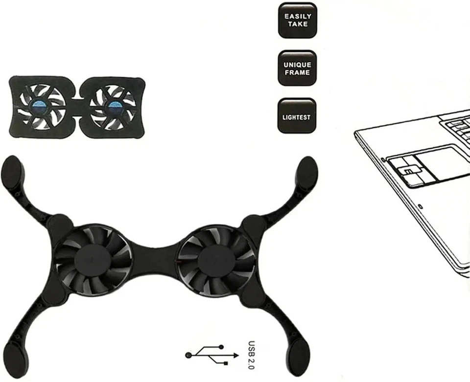 Foldable USB Fan Stand Notebook Cooler Radiator Quiet - Image 6