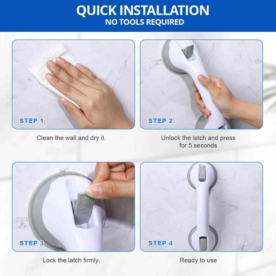 Safety Support Grab Bars 2x – Suction Shower Handle for Bathroom, Bath & Elderly - Image 5