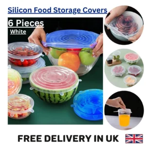 6pcs Reusable Silicone Stretch Lids Durable Food Storage Covers for Bowls