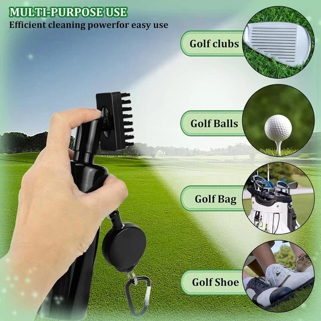 Golf Club Brush Groove Cleaner with Built-in Water Spray & Retractable Keychain - Image 7