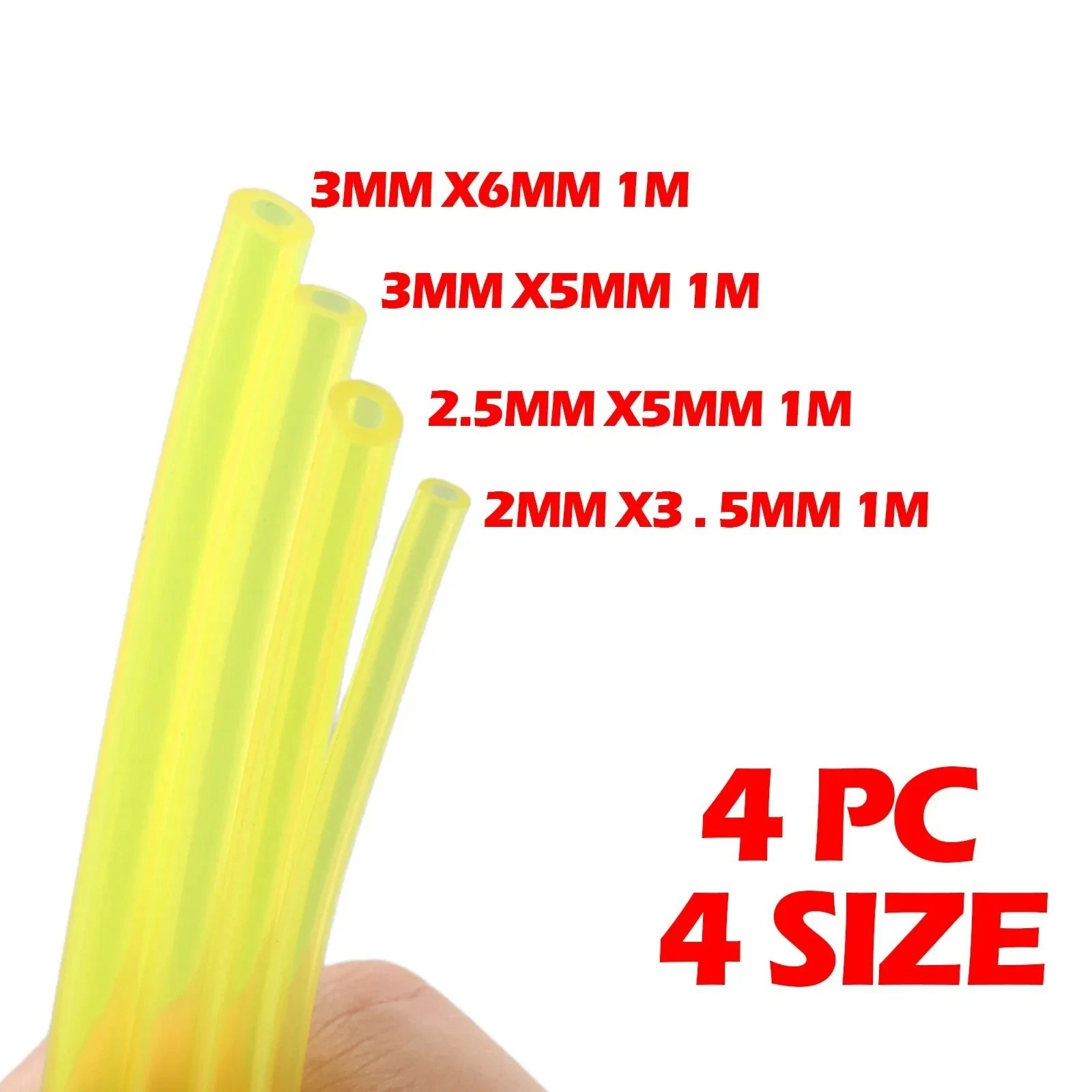 4 Sizes Petrol Fuel Line Hose Set for Strimmers & Chainsaws