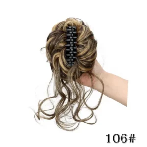 Synthetic Messy Bun Hair Extension | Curly Claw Clip Hairpiece UK