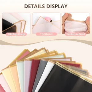 10 Sheets Gold Edge Flower Wrapping Paper | Waterproof Bouquet Wrap UK