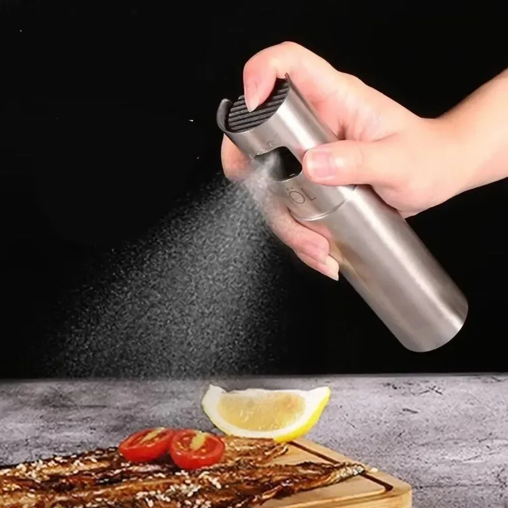 100ml Stainless Steel Olive Oil Sprayer | Refillable Press Pump Kitchen Oil Spray Bottle