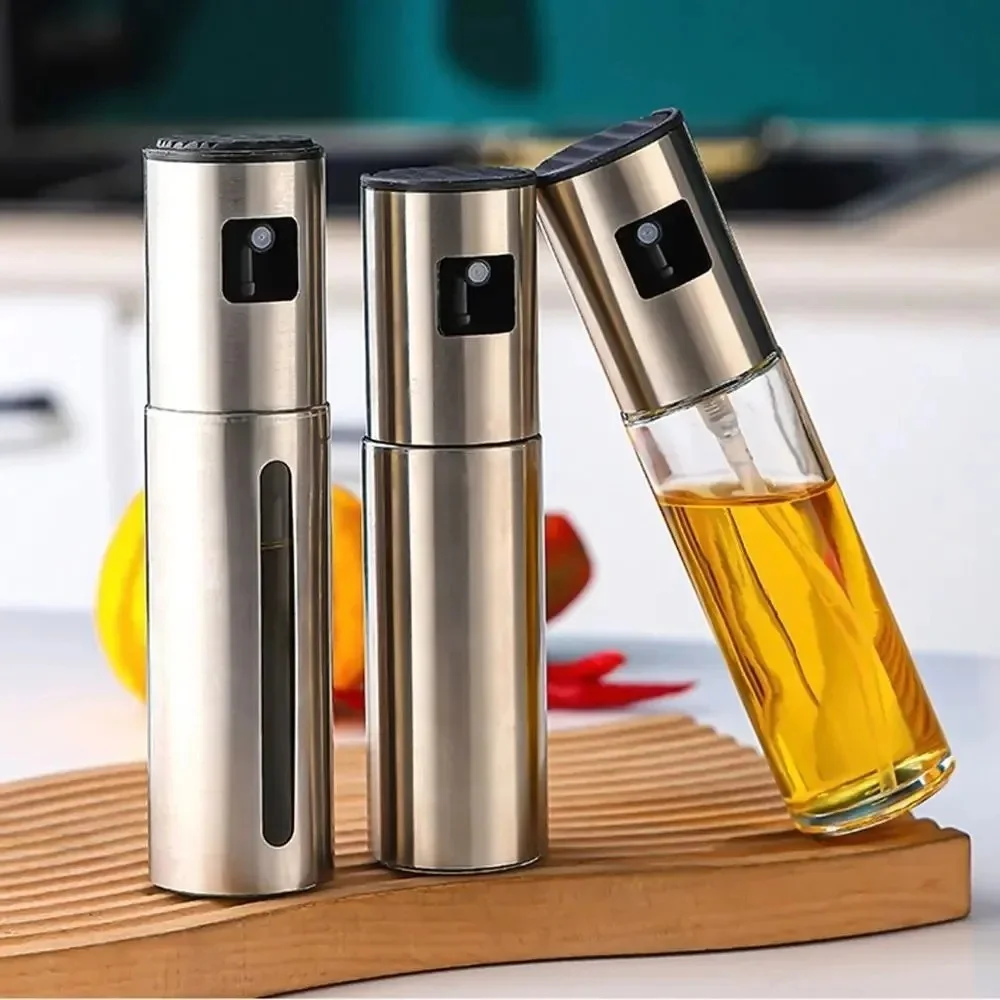 100ml Stainless Steel Olive Oil Sprayer | Refillable Press Pump Kitchen Oil Spray Bottle - Image 4