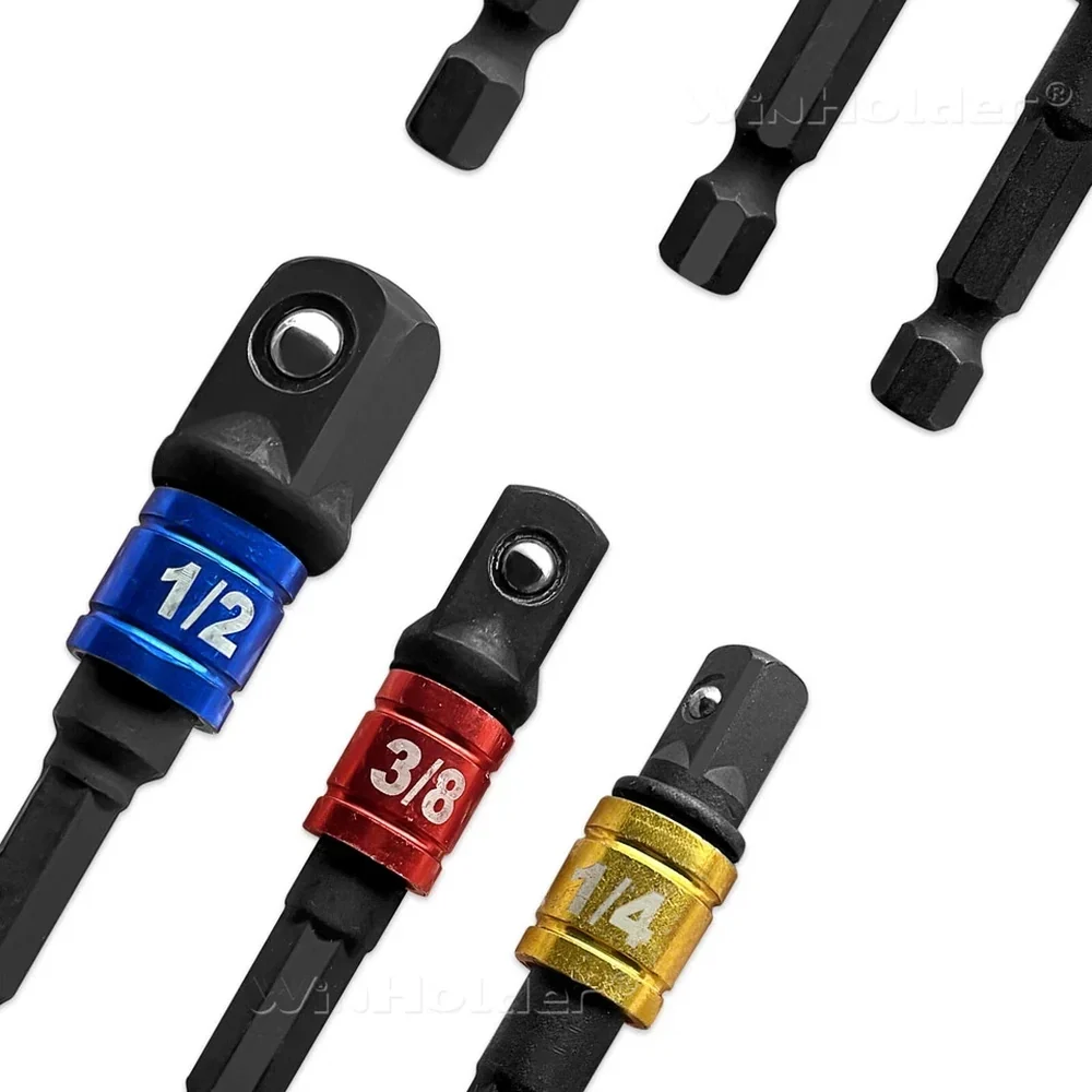 3PCS Impact Drill Socket Adaptor Set | 1/4", 3/8" & 1/2" Square Drive - Image 6